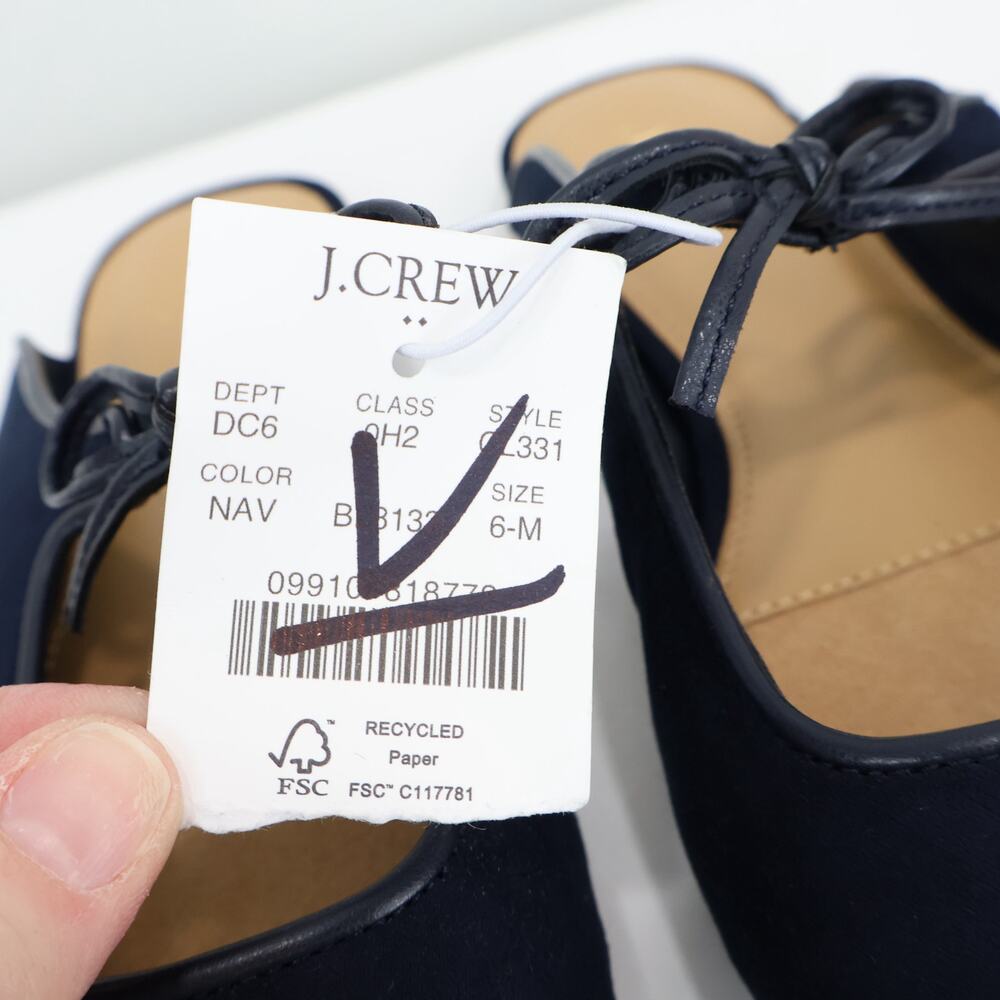 J.Crew Factory Sueded Bow Slip-On Mules Navy Blue Size 6.5 NWT - Picture 7 of 9